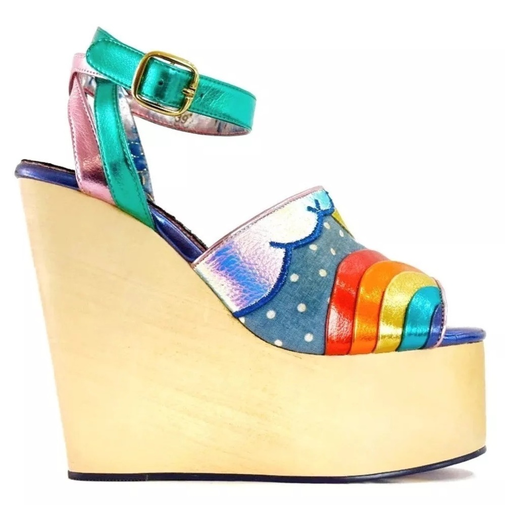IREEGULAR CHOICE Rainbow Funshine Retro 70’s Wedges✨
